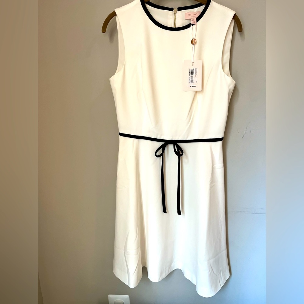 Ted Baker London Saydey Skater Dress (ivory with contrast trim NWT)